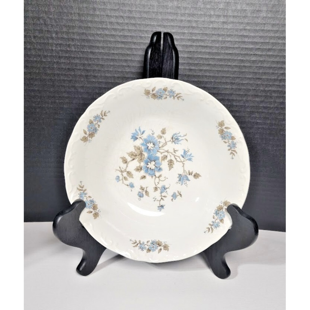 Vintage Staffordshire England Blossomtime Blue Ironstone‎ 9" Round Serving Bowl
